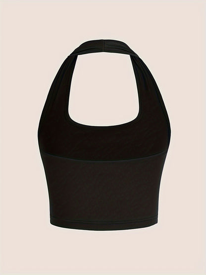 Dame Halterneck Croptop med åben ryg – Moderne sommerbasic til fritid og fest