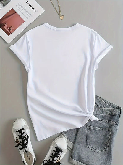 Dame statement T-skjorte med tekst og avslappede jeansshorts – Morsomt sommerantrekk, casual stil