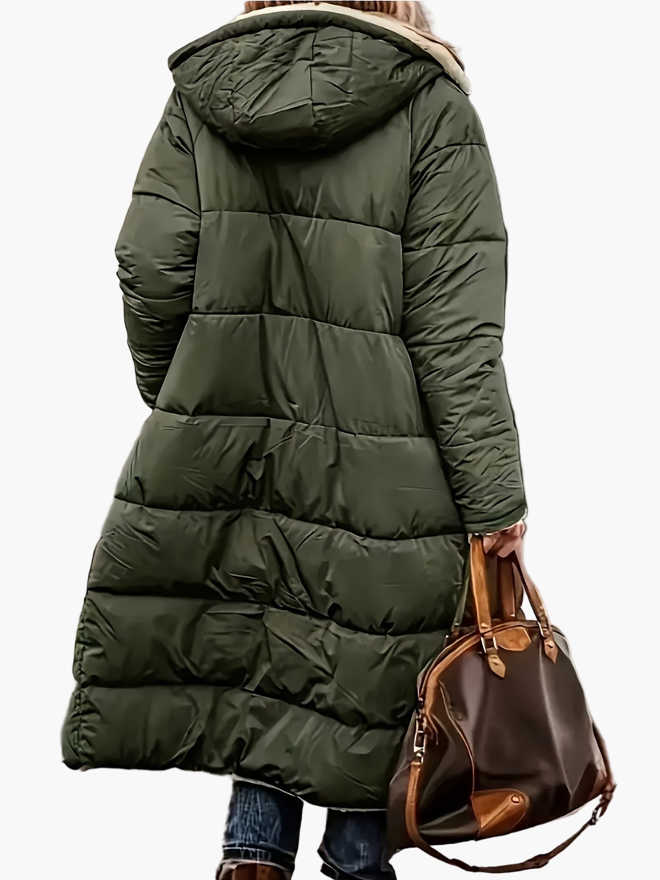 Longue doudoune pour femme avec capuche et doublure teddy – Veste d'hiver tendance pour le quotidien et les voyages