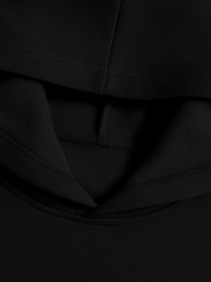 Zwarte dameshoodie met strikprint van kersen en luipaardmotief, casual hoodie met capuchon