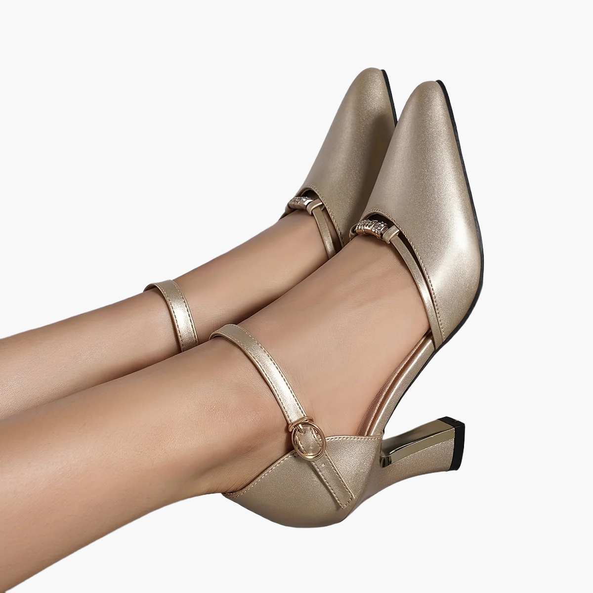 Zapatos de tacón elegantes para mujer con tacón ancho y tiras – Perfectos para ocasiones festivas y el día a día