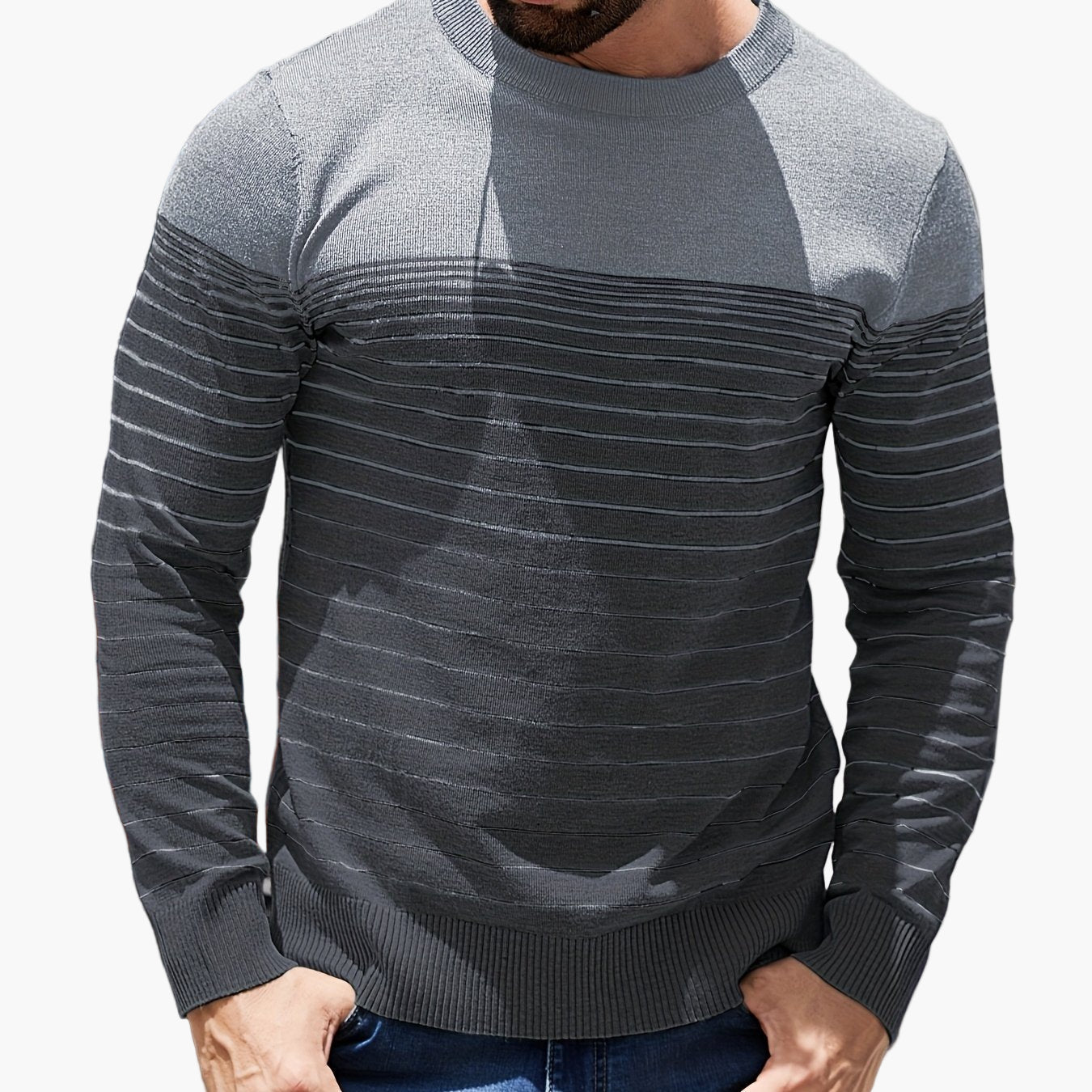 Herren Strickpullover mit Streifenmuster – Lässiger Freizeit-Look für Alltag und Büro