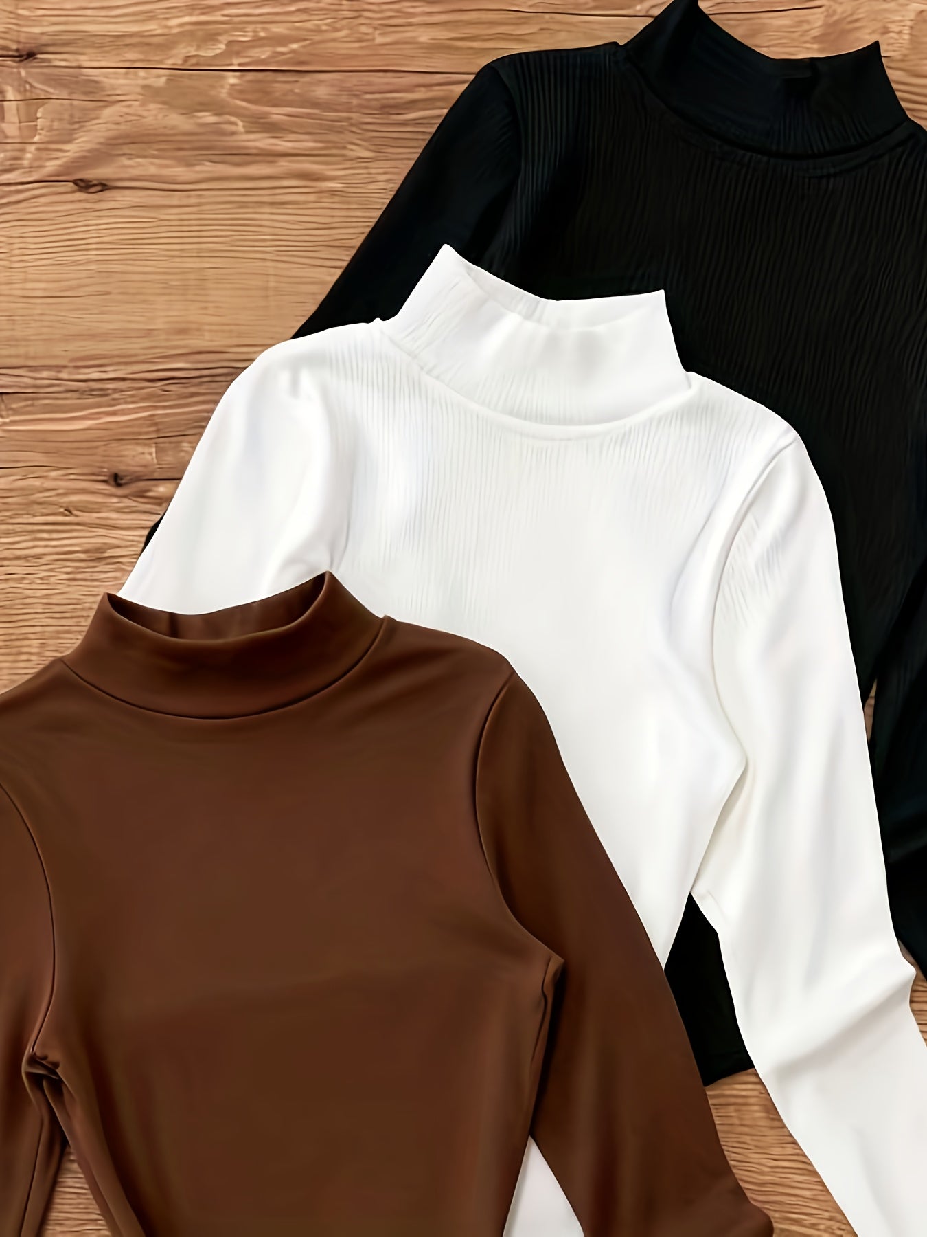 Langærmet damebody med rullekrave, slim fit og ribstruktur, basistrøje