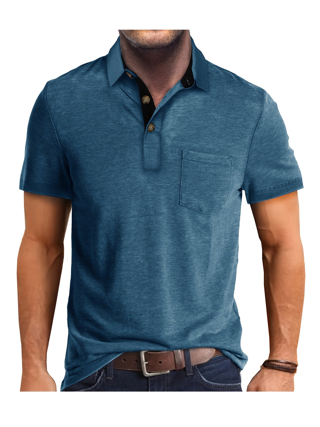 Polo uomo manica corta con taschino – Camicia casual moderna per tutti i giorni e il tempo libero