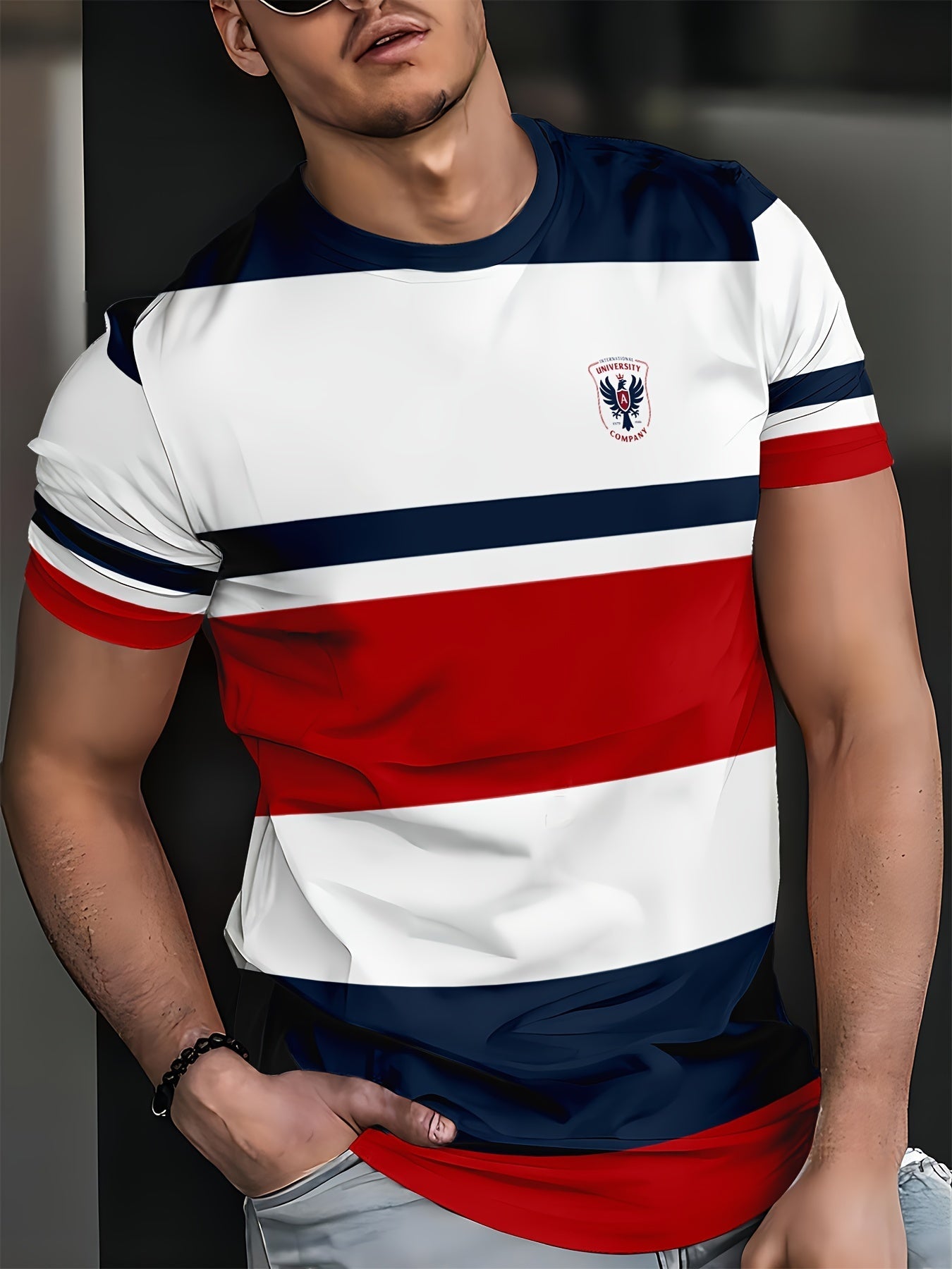 Herren Freizeit T-Shirt mit Streifen und modernem Print – Perfekt für Alltag und sportliche Aktivitäten