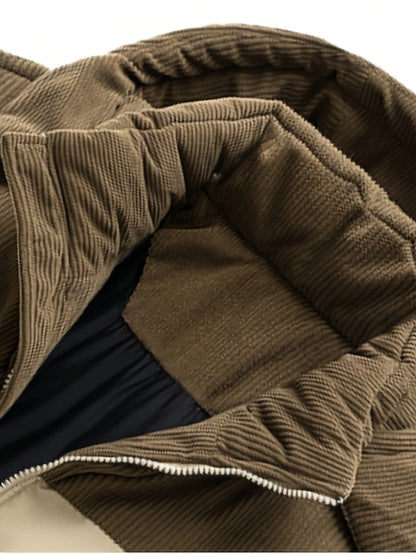 Steppjacke mit Kapuze für Herren, Zweifarbig, Khaki-Beige