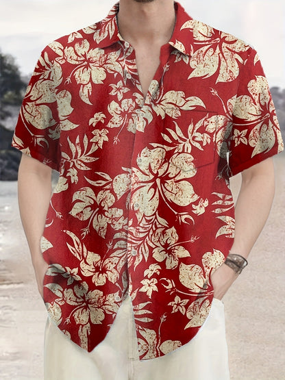 Herren Vintage Hawaiihemd mit floraler Allover-Print – Perfekt für Sommer und Urlaub