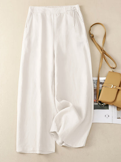 Pantaloni da tempo libero donna a gamba larga con vita alta e coulisse – Look estivo elegante per tutti i giorni e l’ufficio