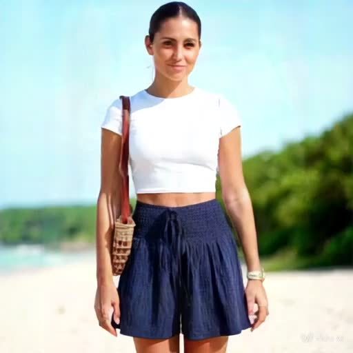 Dame shorts med høj talje og snøre – sommer casual stil til strand og fritid