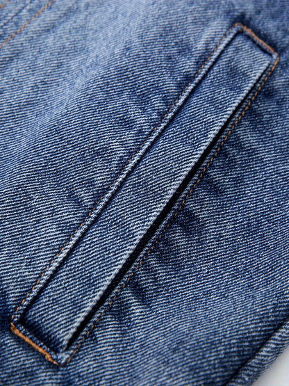 Herre jeansvest i avslappet stil – ermeløs fritidsvest med knappestolpe og krage