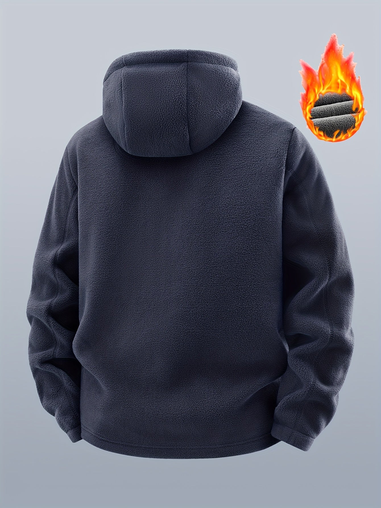 Chaqueta polar de exterior para hombre con capucha – Forro cálido, cierre de cremallera, bolsillo en el pecho