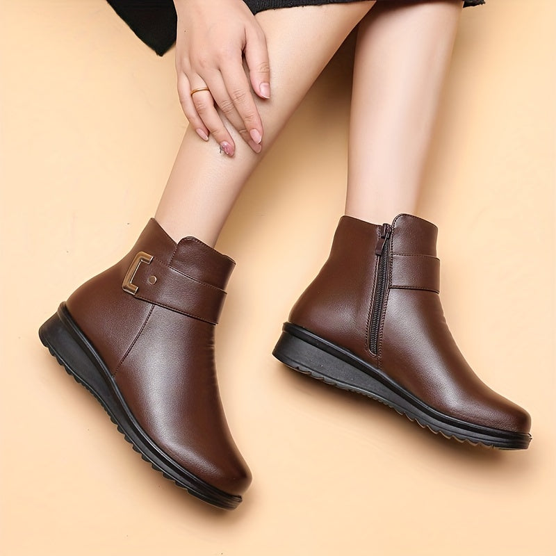 Damen Stiefelette mit Schnalle & Warmfutter, braun