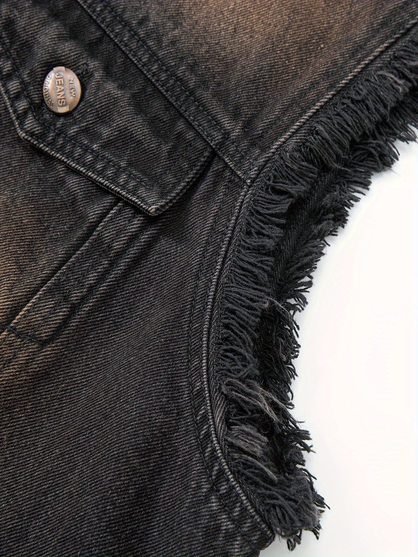 Jeansweste Herren Schwarz Used-Look Ärmellos