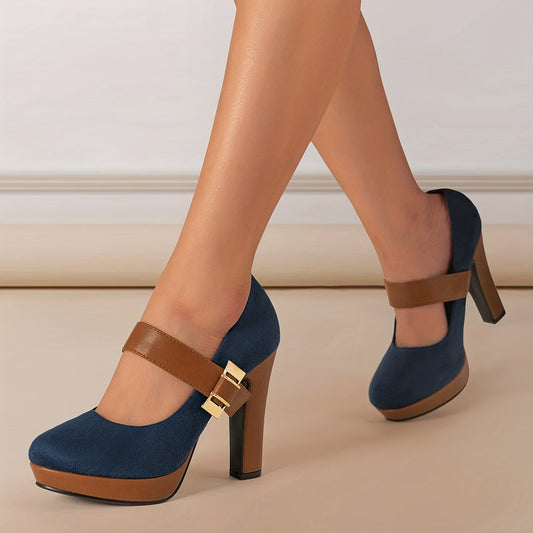 Dame Mary-Jane-pumps med blokhæl og elegant design til festlige lejligheder
