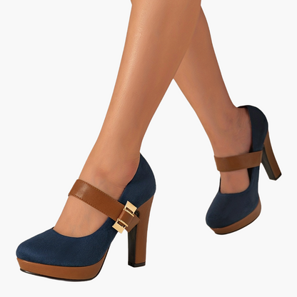 Damen Mary-Jane Pumps mit Blockabsatz und elegantem Design für festliche Anlässe