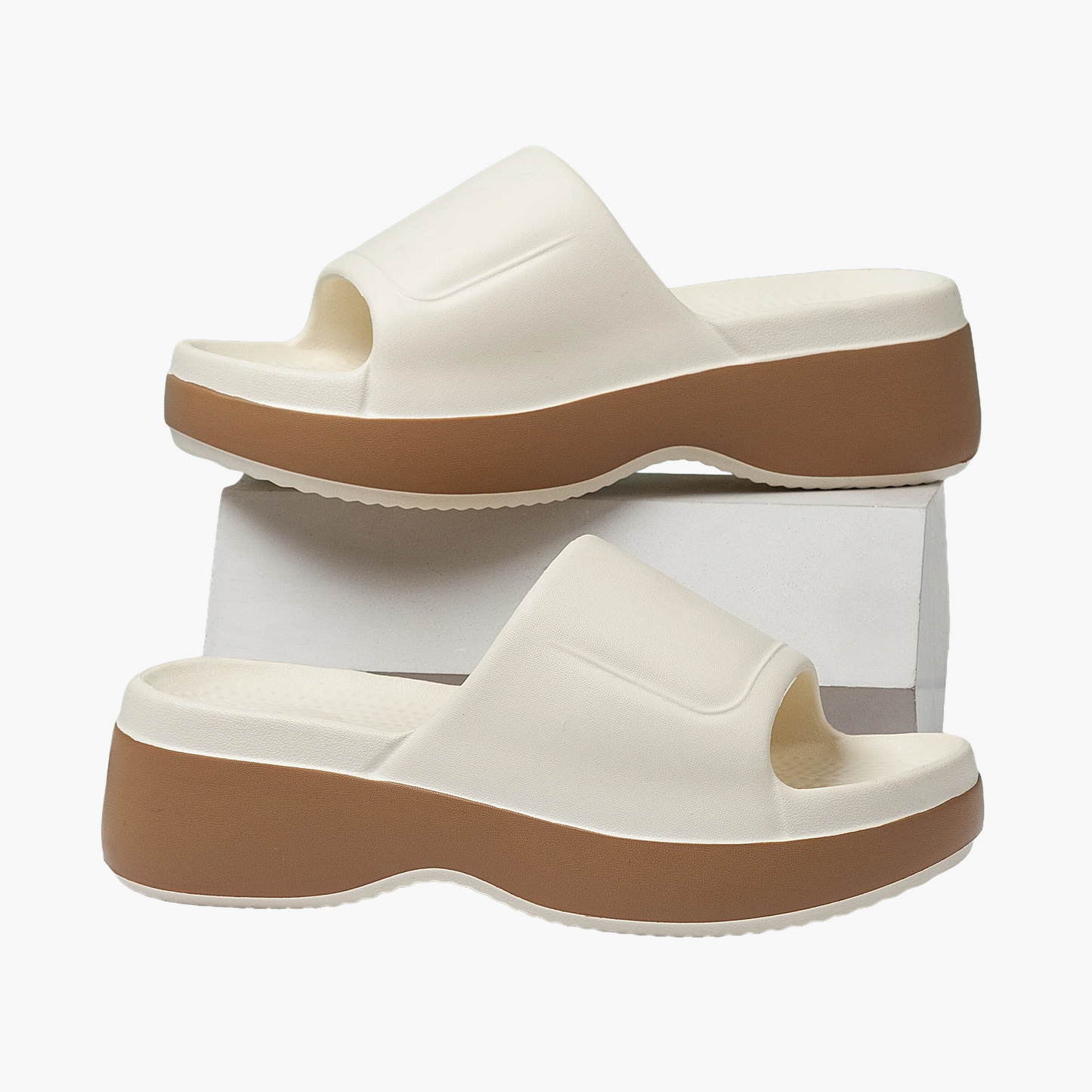 Damen Plateau-Slipper für den Sommer – Bequeme Freizeit Hausschuhe mit offenem Zehenbereich