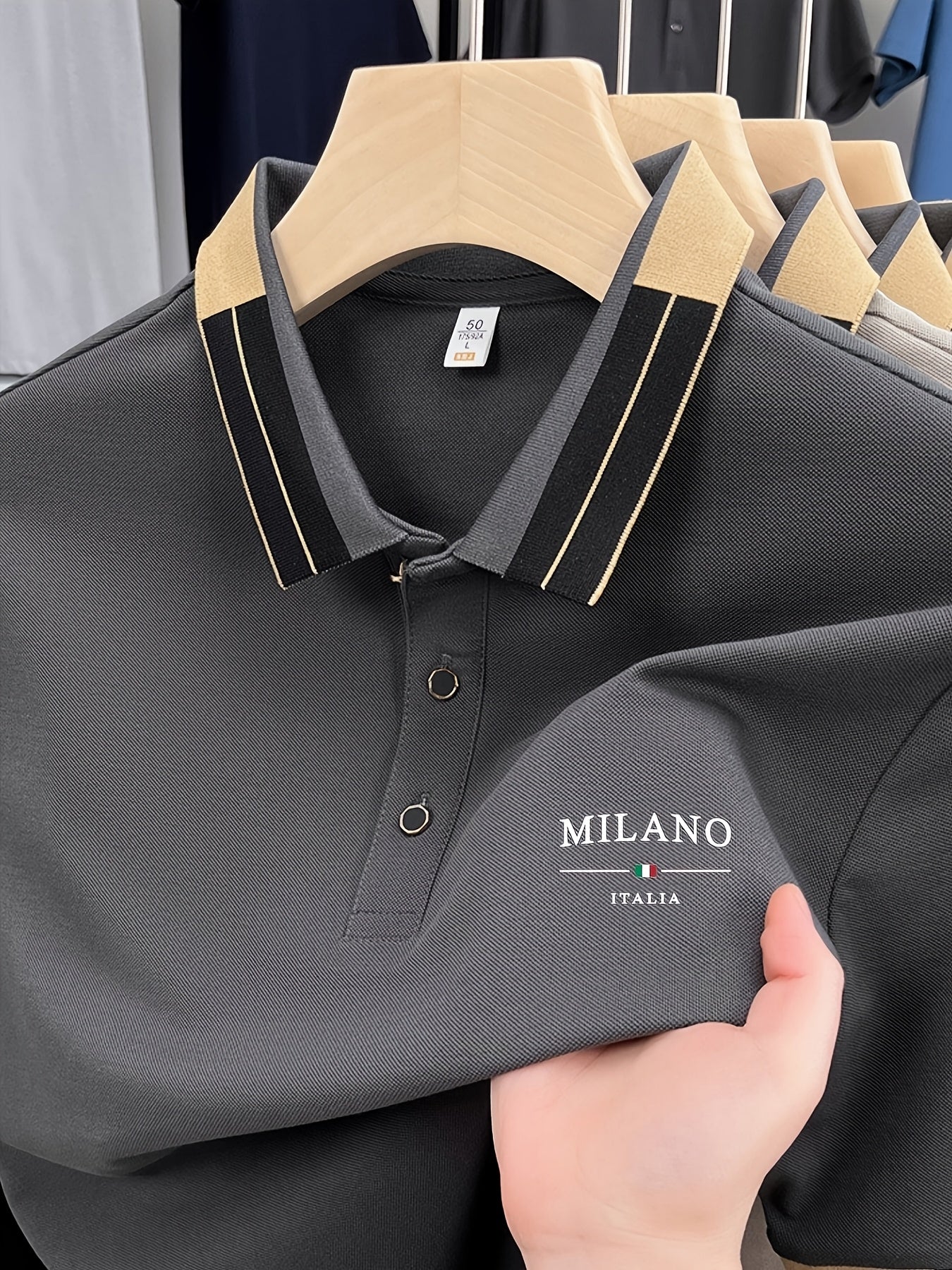 Herre Polo Milano Italia – Stilfull fritidsskjorte med moderne kragedesign