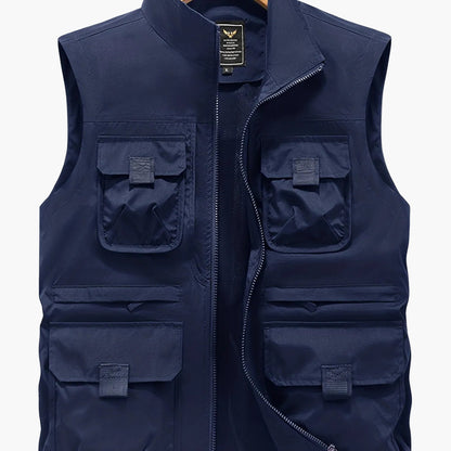 Herren Outdoor Utility-vest med flere lommer, fritidsvest for fiske, fotturer og fotografering