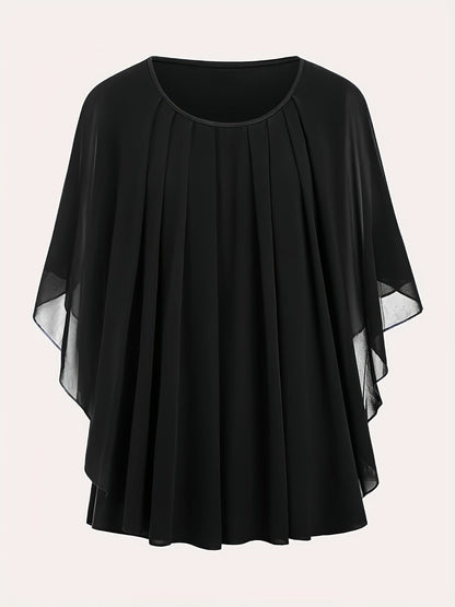 Damen Elegante Oversized Chiffon Bluse für Ausgehen – Stilvolle Flatterärmel, Lockerer Schnitt, Ideal für festliche Anlässe