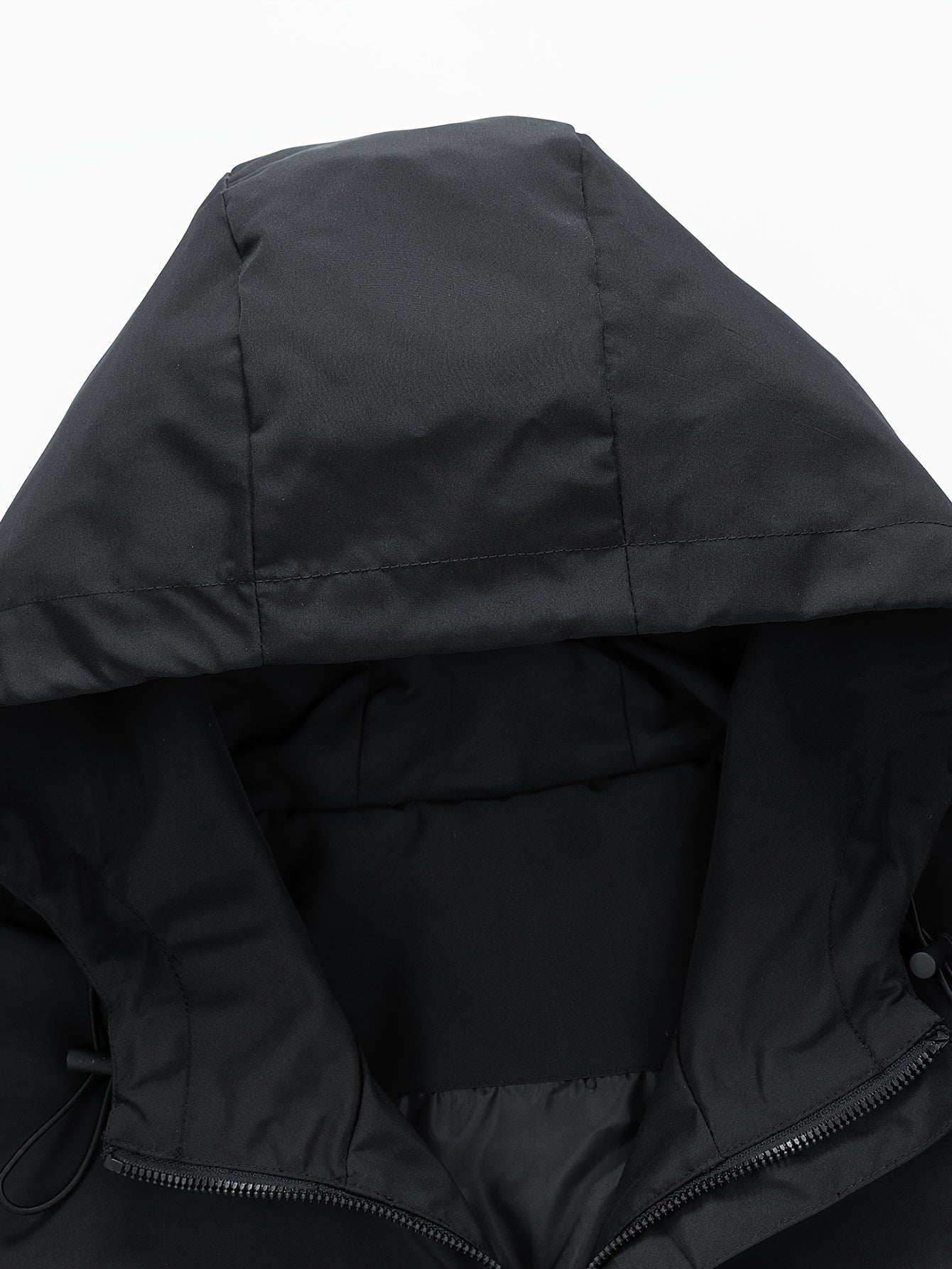 Schwarze Jacke mit Kapuze und rotem Drachen-Stickerei