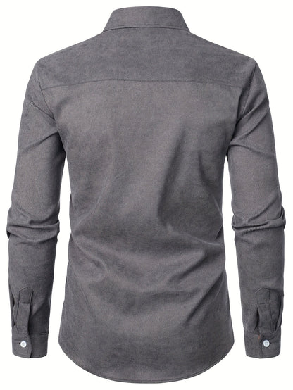 Camisa casual para hombre Modern Fit con detalles a cuadros – Camisa de manga larga elegante para el día a día y la oficina