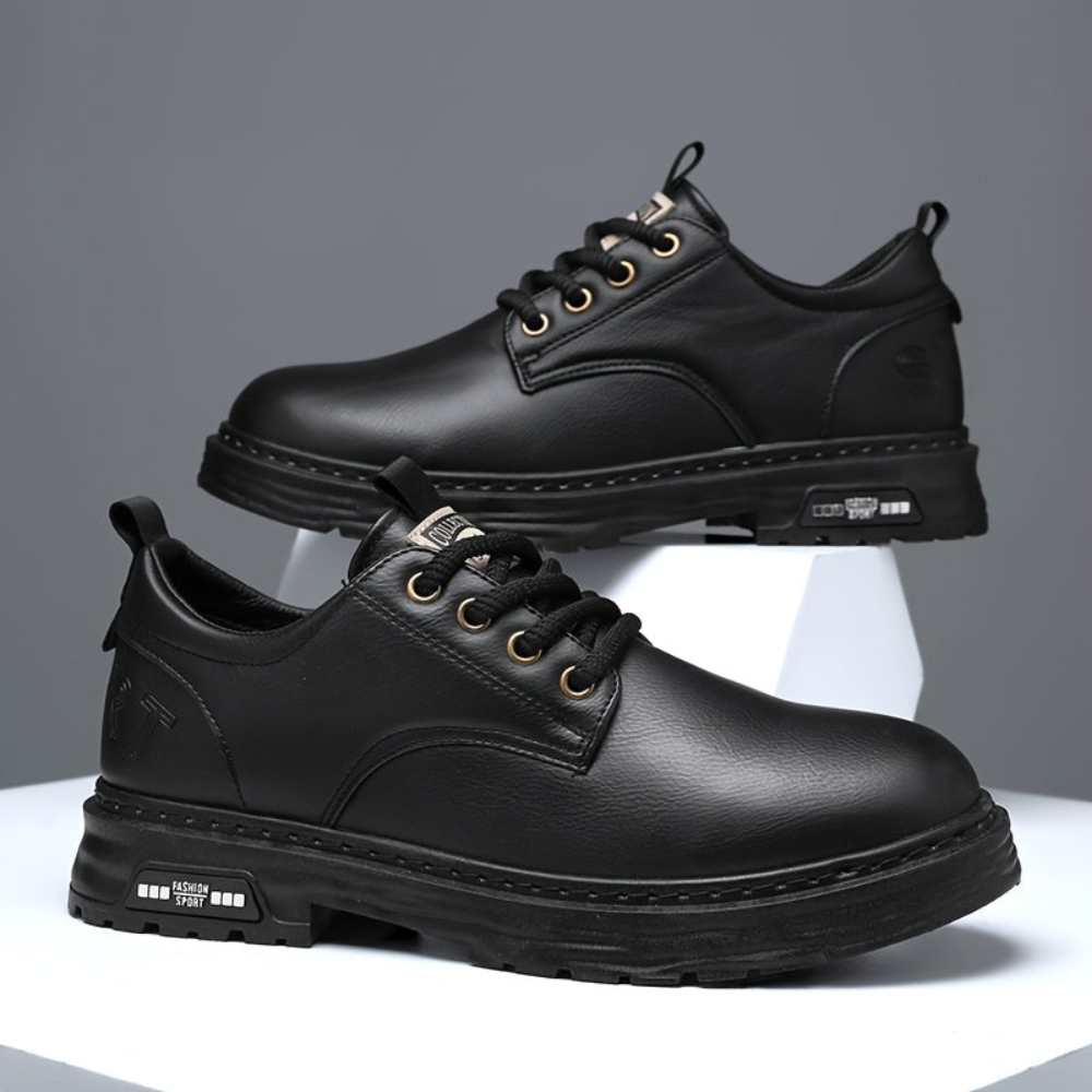 Herren Schnürschuh Casual mit Profilsohle Schwarz
