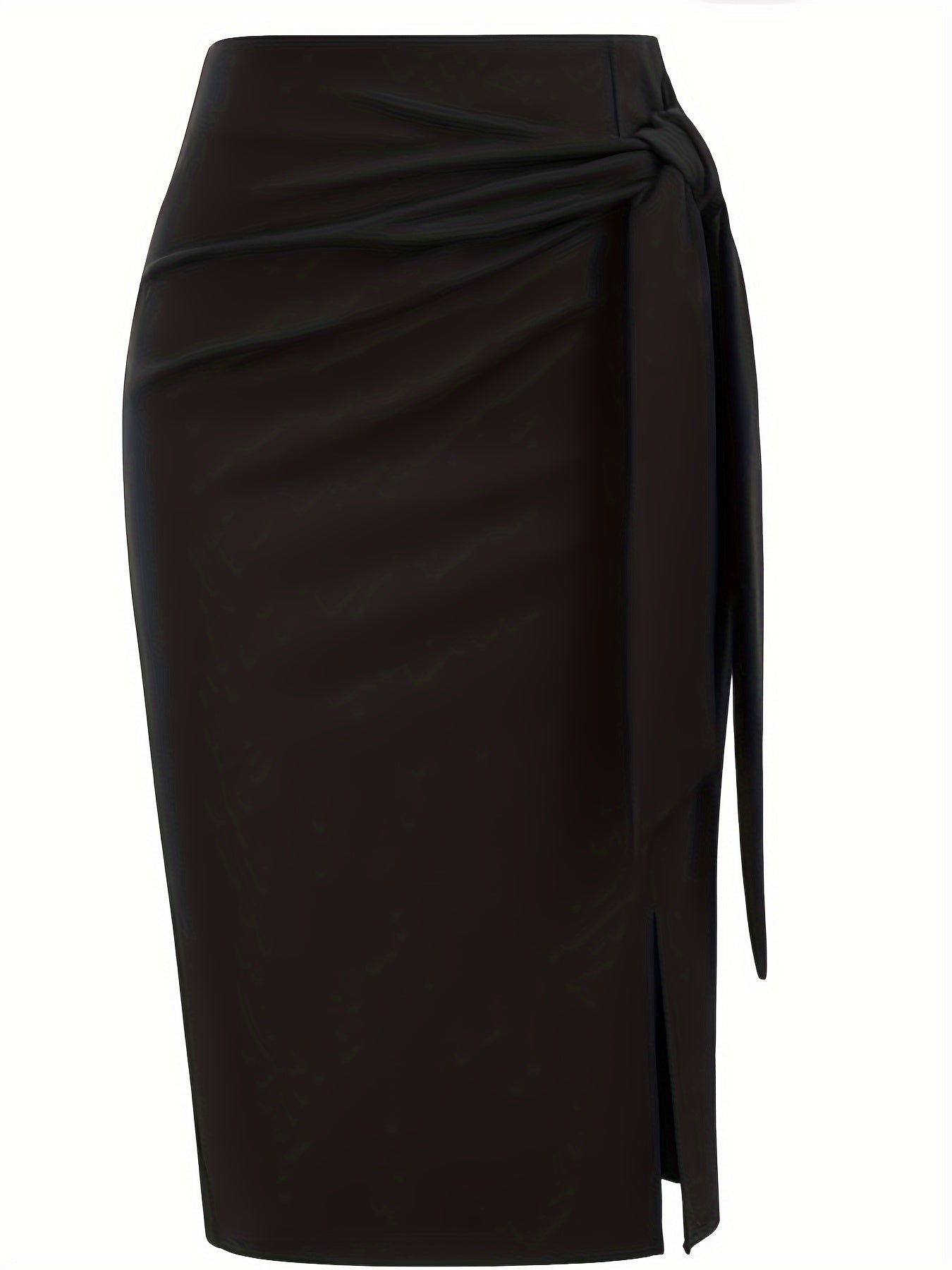 Gonna midi elegante da donna con dettaglio nodo e spacco – Perfetta per ufficio ed eventi