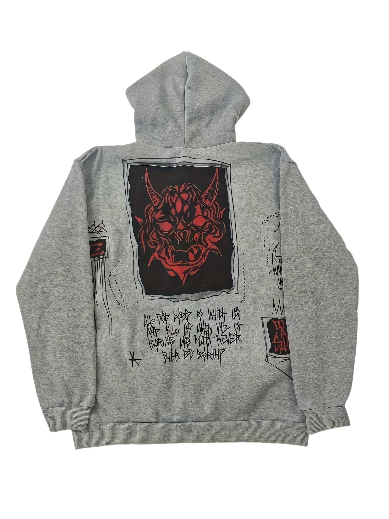 Hoodie mit Reißverschluss und Grafikprints, Grau