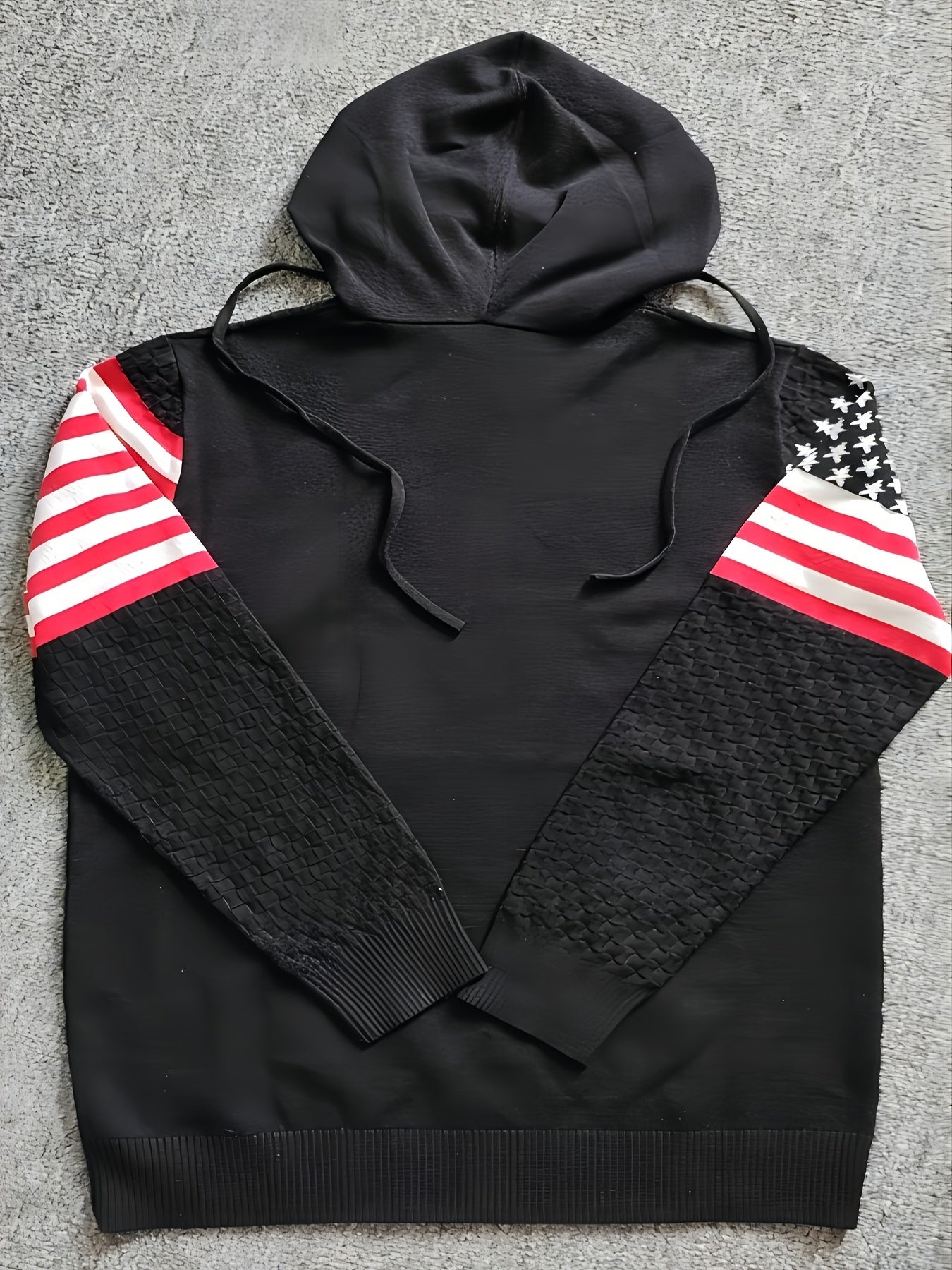 Hoodie til mænd i striklook med hætte og kængurulomme, meleret