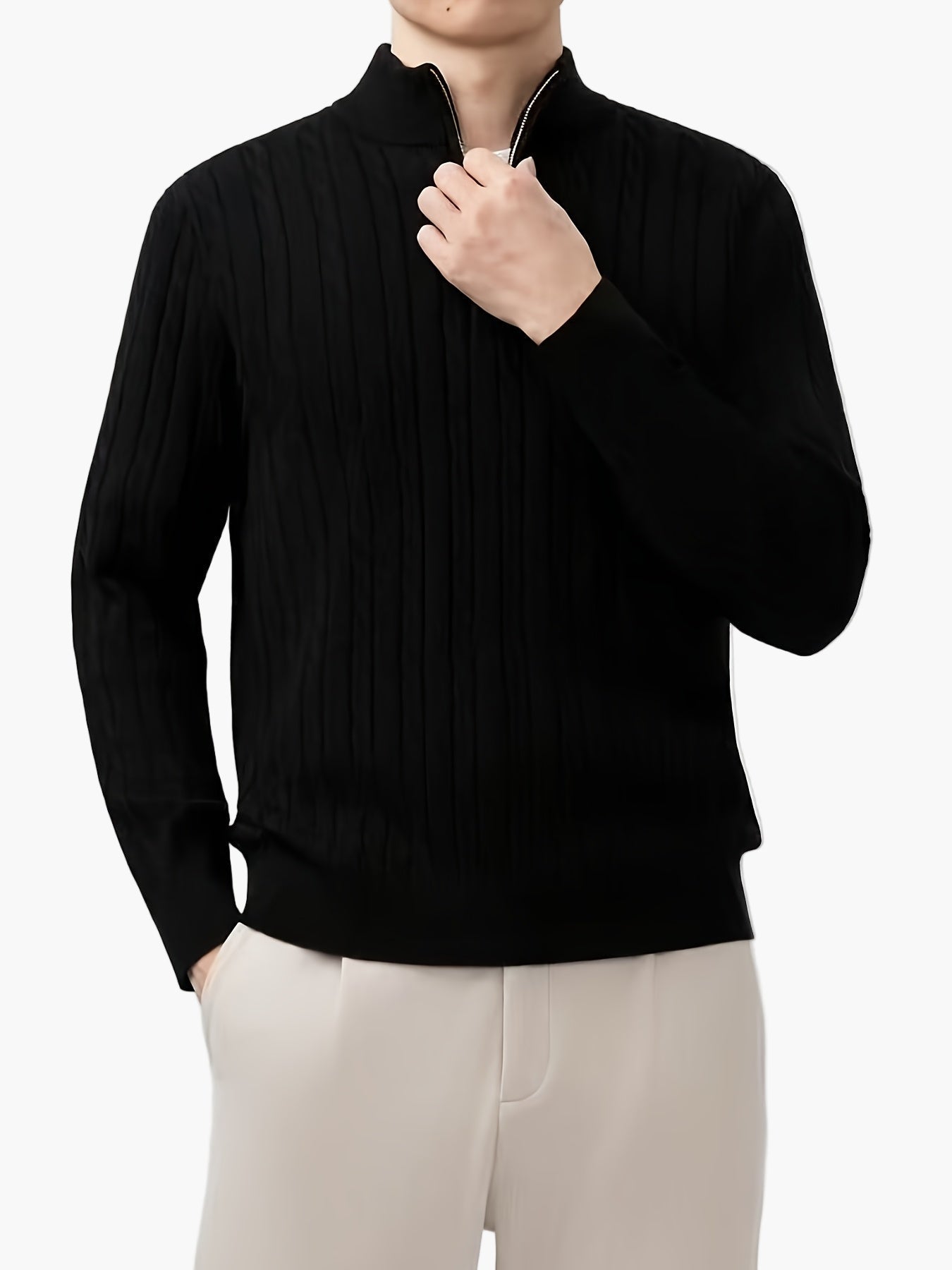 Herren Pullover Halbzip Casual Strickpullover für Herbst und Winter