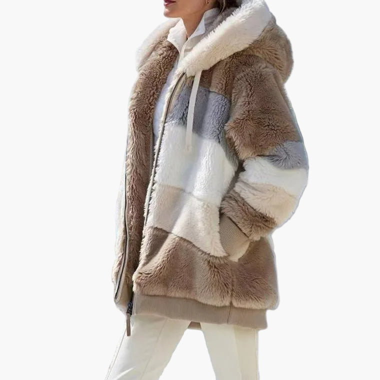 Veste d'hiver femme avec capuche et fermeture éclair – Manteau de loisirs tendance pour les jours froids