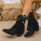 Calla | Westernlaarzen voor dames met wijde schacht, franjes en studs