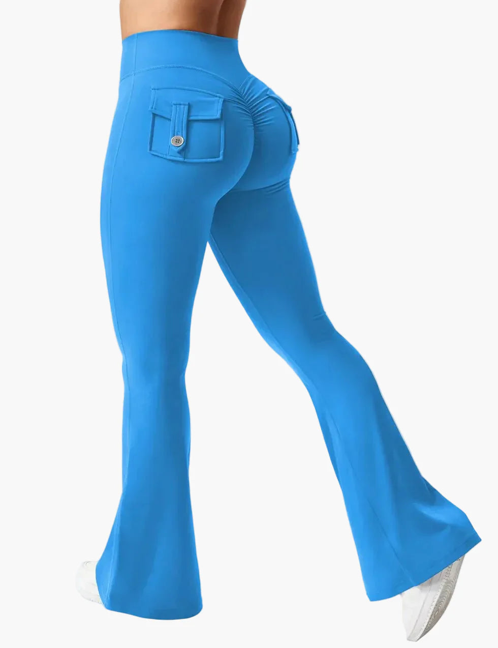 Damen Bootcut Fitness Leggings mit Cargo-Taschen – Trendige Sporthose mit Po-Formung für Training und Alltag