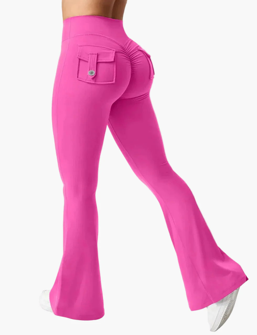 Damen Bootcut Fitness Leggings mit Cargo-Taschen – Trendige Sporthose mit Po-Formung für Training und Alltag