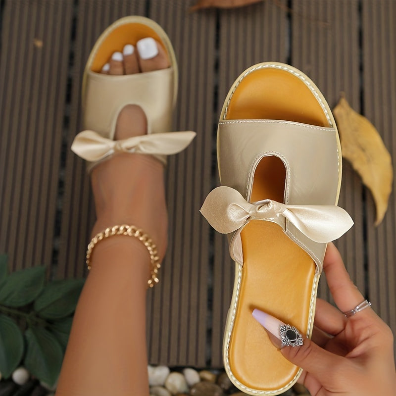 Mocassini estivi da donna con fiocco e punta aperta – Scarpe casual comode