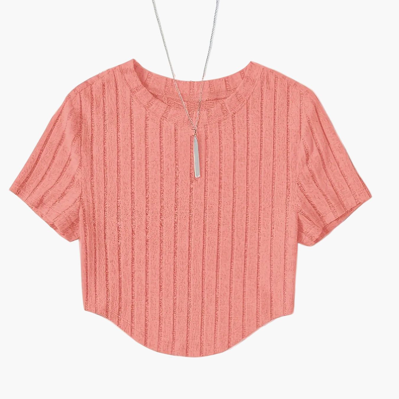 Dame kortermet ribbestrikket crop-top – avslappet sommer fritidsskjorte