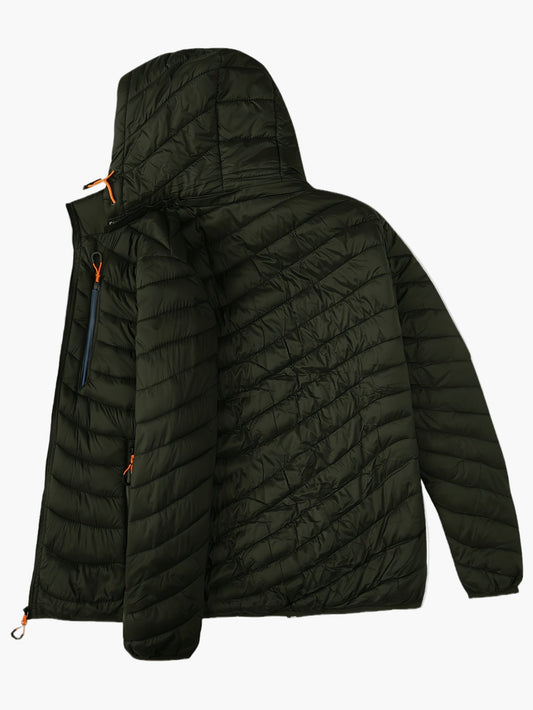 Heren gewatteerd jack met capuchon – Outdoor vrijetijdsjack, winddicht, overgangsjack