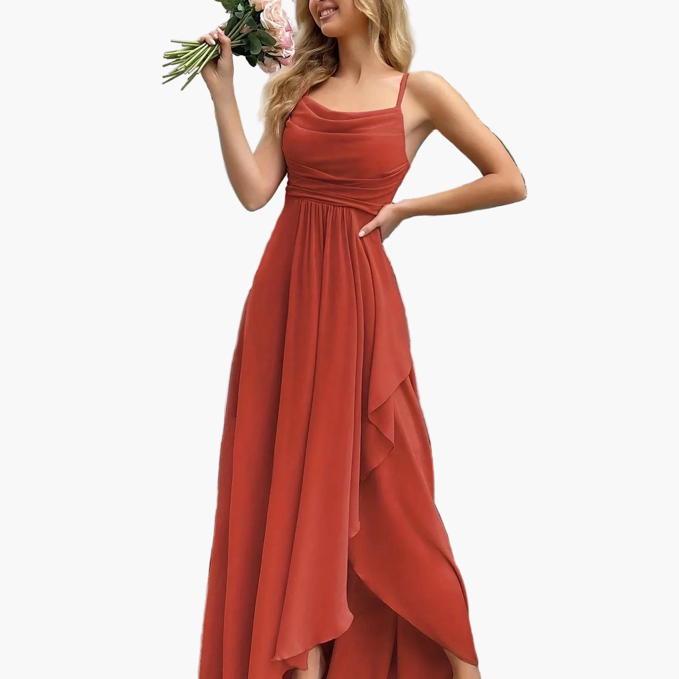 Vestido de noche elegante para mujer, corte ajustado y acampanado con tirantes finos – Perfecto para ocasiones festivas y bodas