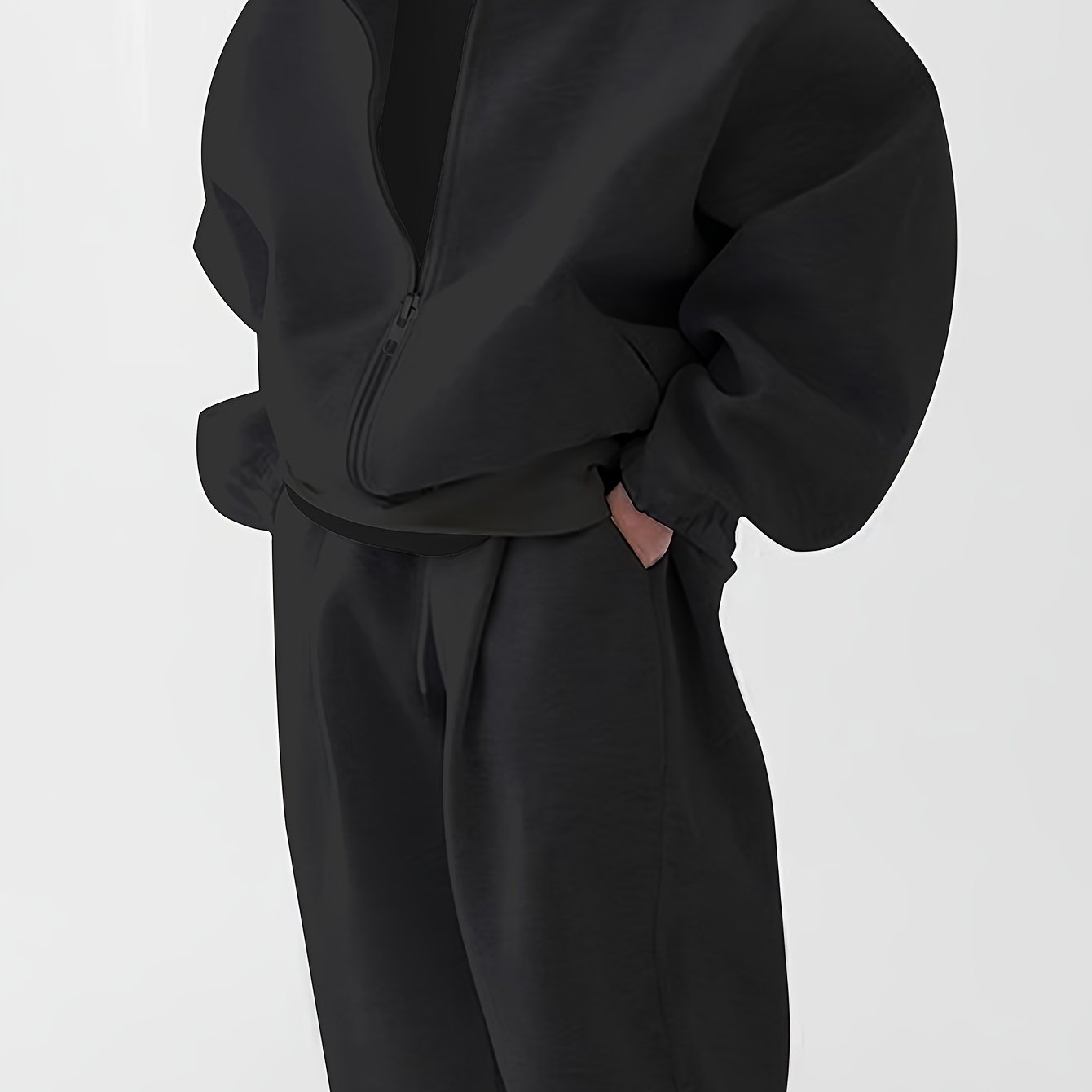 Completo unisex con felpa con cappuccio e cerniera e pantaloni da jogging, comodo completo sportivo loungewear