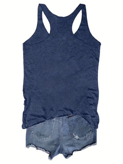 Damski top na ramiączkach z nadrukiem dzikich kwiatów – letnia koszulka na co dzień w stylu boho