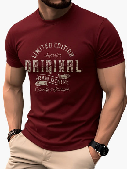 Herren T-Shirt für Freizeit – Vintage-Style mit Print 'Limited Edition Original Raw Denim'