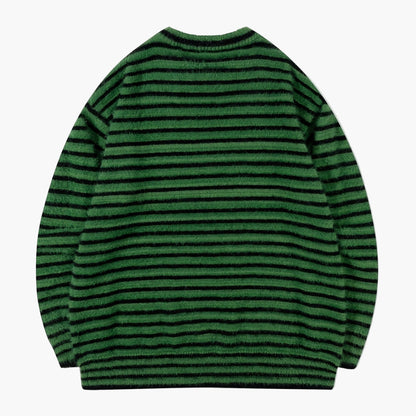 Herre streetwear oversized striktrøje med striber – afslappet efterårs-/vinterlook