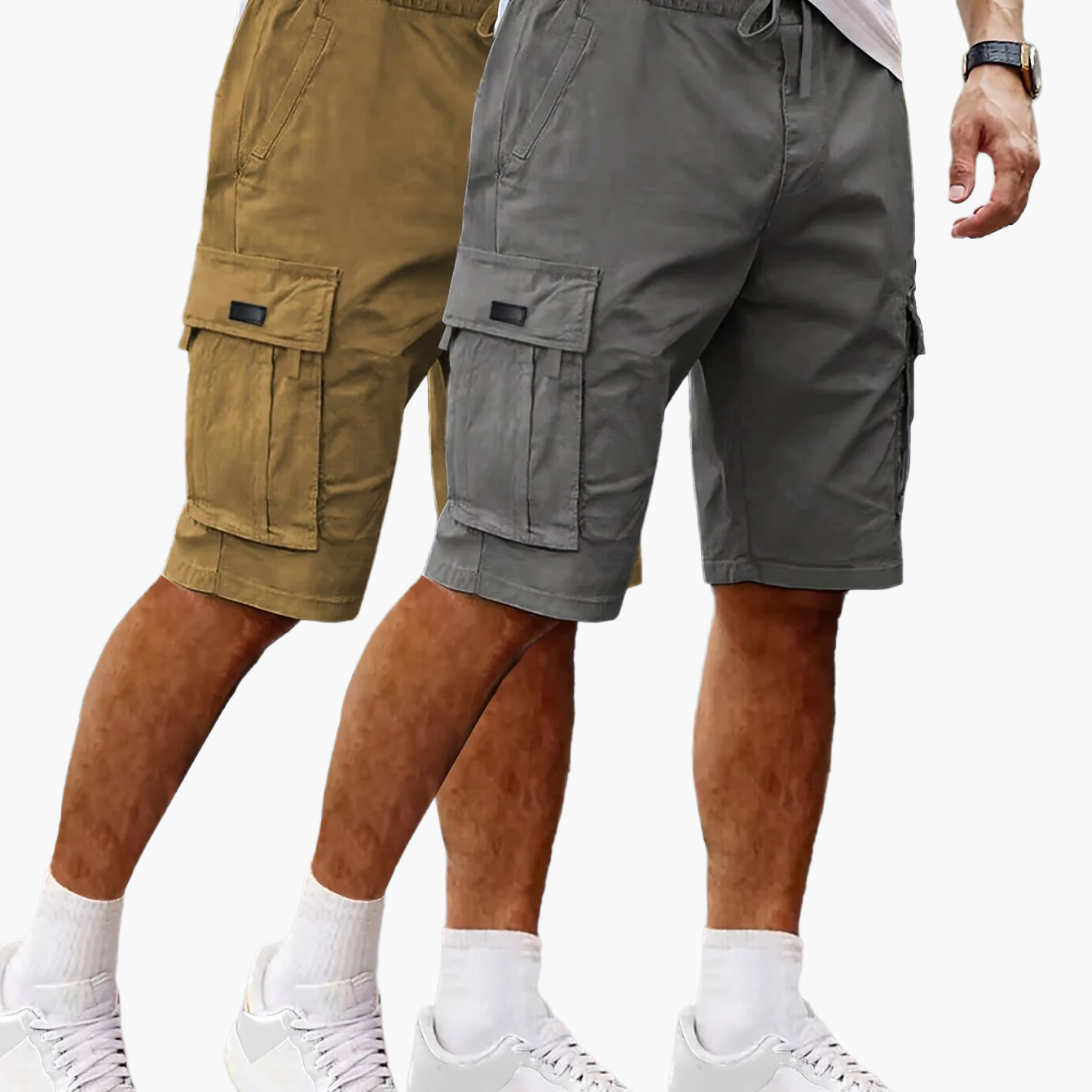 Heren Cargo Shorts 2-pack – Vrije tijd & Outdoor, Comfortabele cargoshorts met zakken, Regular Fit