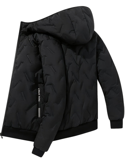 Completo da allenamento imbottito da uomo, giacca trapuntata con cappuccio e pantaloni trapuntati, invernale
