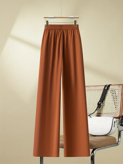 Damen Elegante Weite Bein Hose mit Knopfdetails – Perfekt für Freizeit und Büro