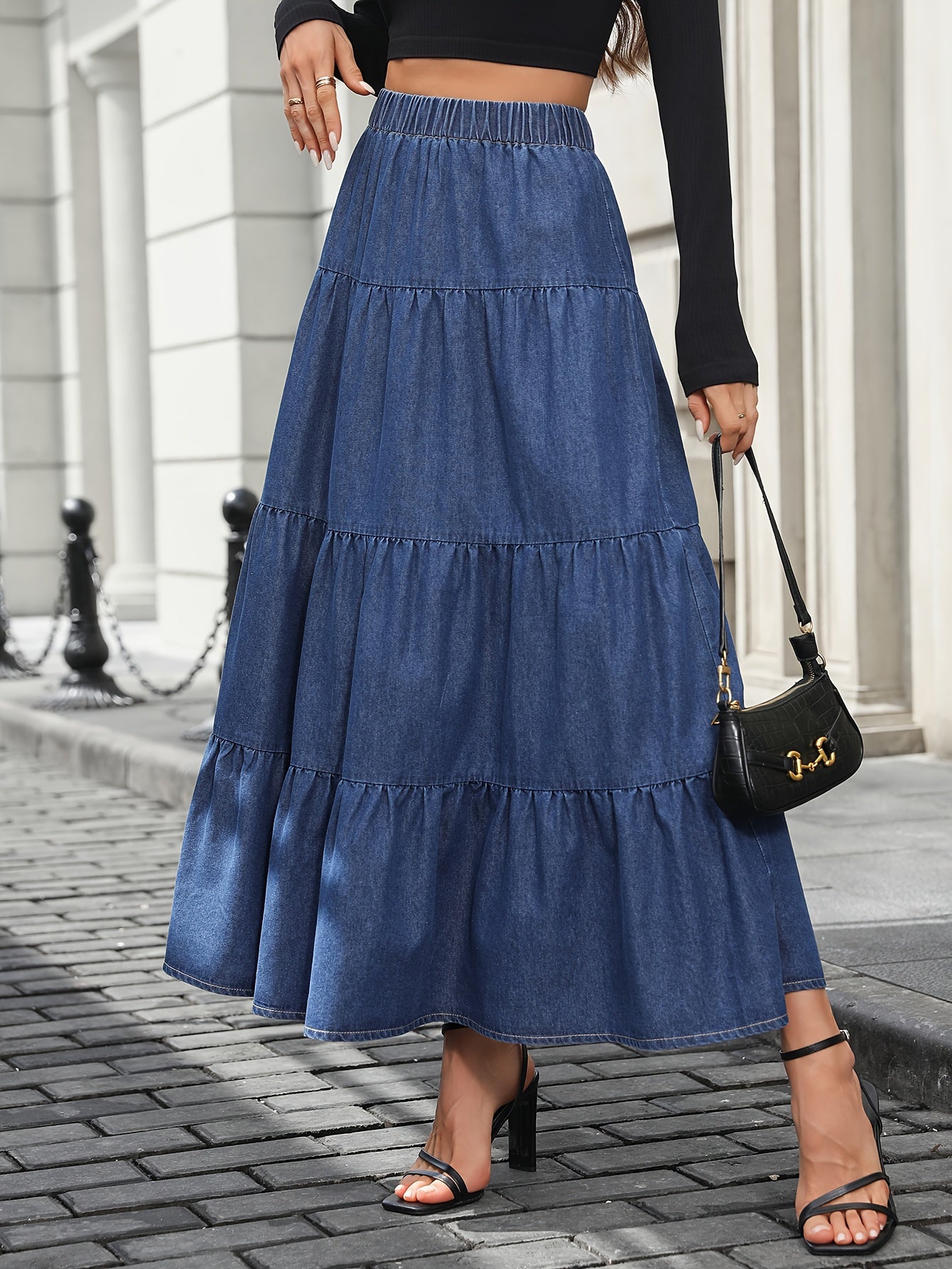 Damska spódnica maxi elegancka spódnica warstwowa moda casualowa