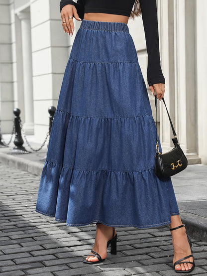 Damska spódnica maxi elegancka spódnica warstwowa moda casualowa