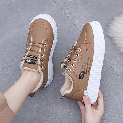 Damen Gefütterter Sneaker mit dicker Sohle Braun