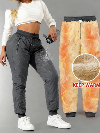 Pantaloni da jogging invernali da donna, imbottiti e idrorepellenti, per sport e tempo libero