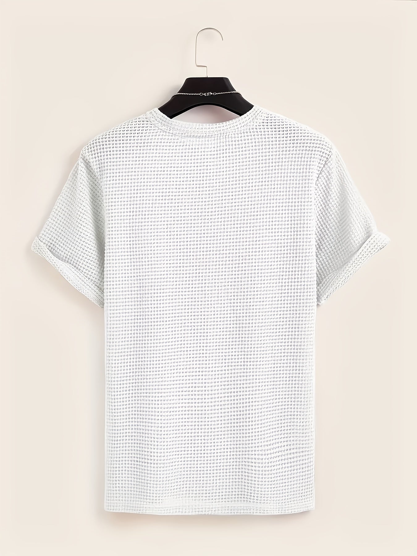 Męski krótki rękaw T-shirt ze strukturą i nowoczesnym stylem casualowym